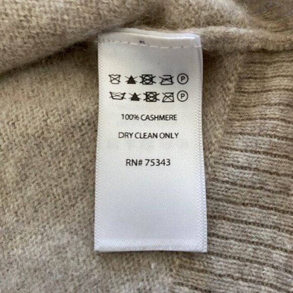 TAHARI Ivory Cream Tan Cashmere Funnel Neck Pullover Sweater Medium - Picture 12 of 12